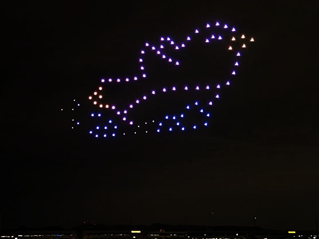 Drone light show at a private Cowboy Lifestyle Network holiday celebration at Trophy Bar in Chandler, Arizona