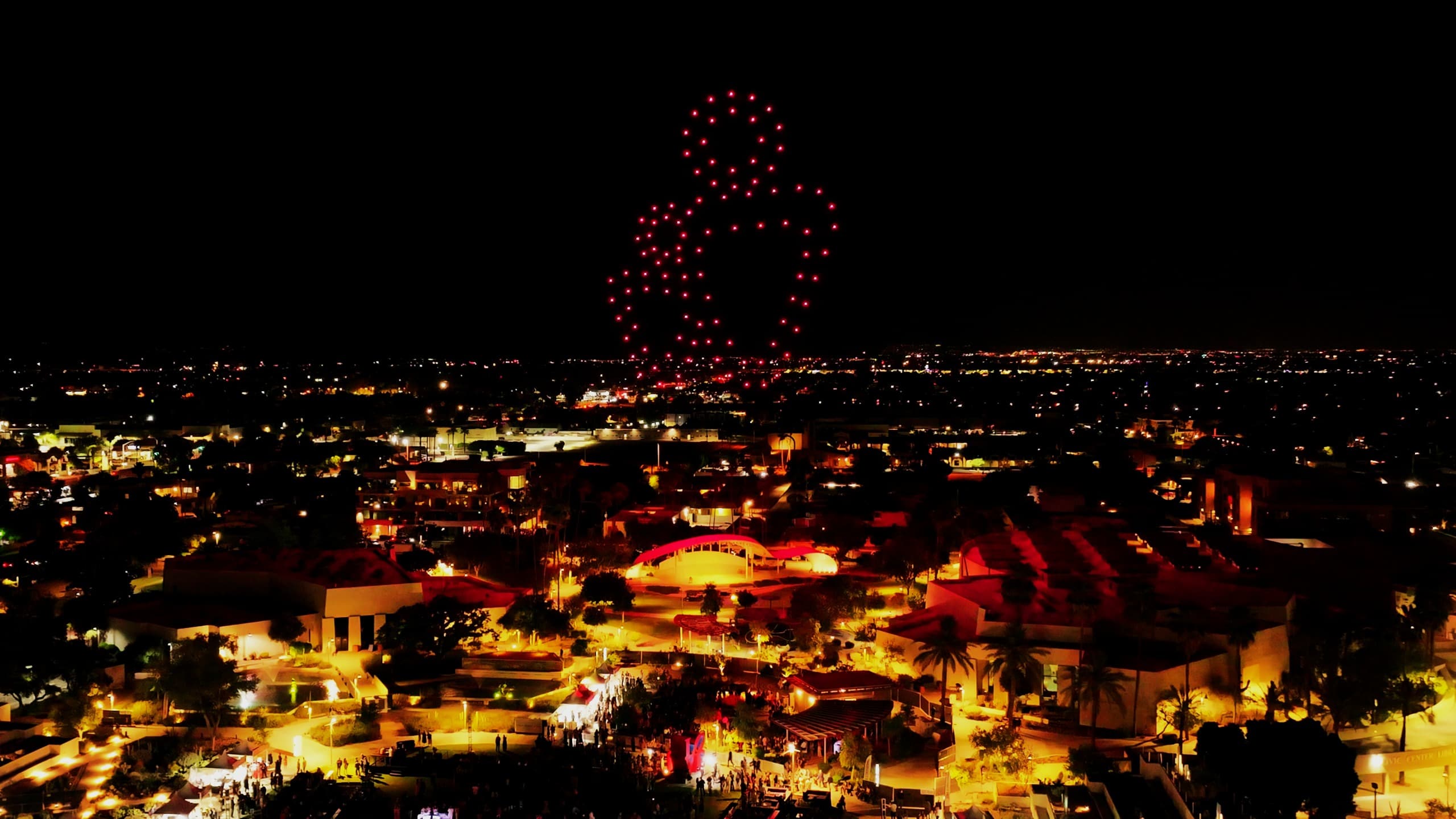 Drone light show for the Taste charity event at Scottsdale Civic Center